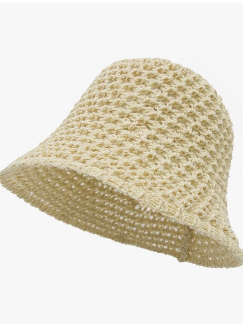 Woven Crochet Bucket Hat In Beige